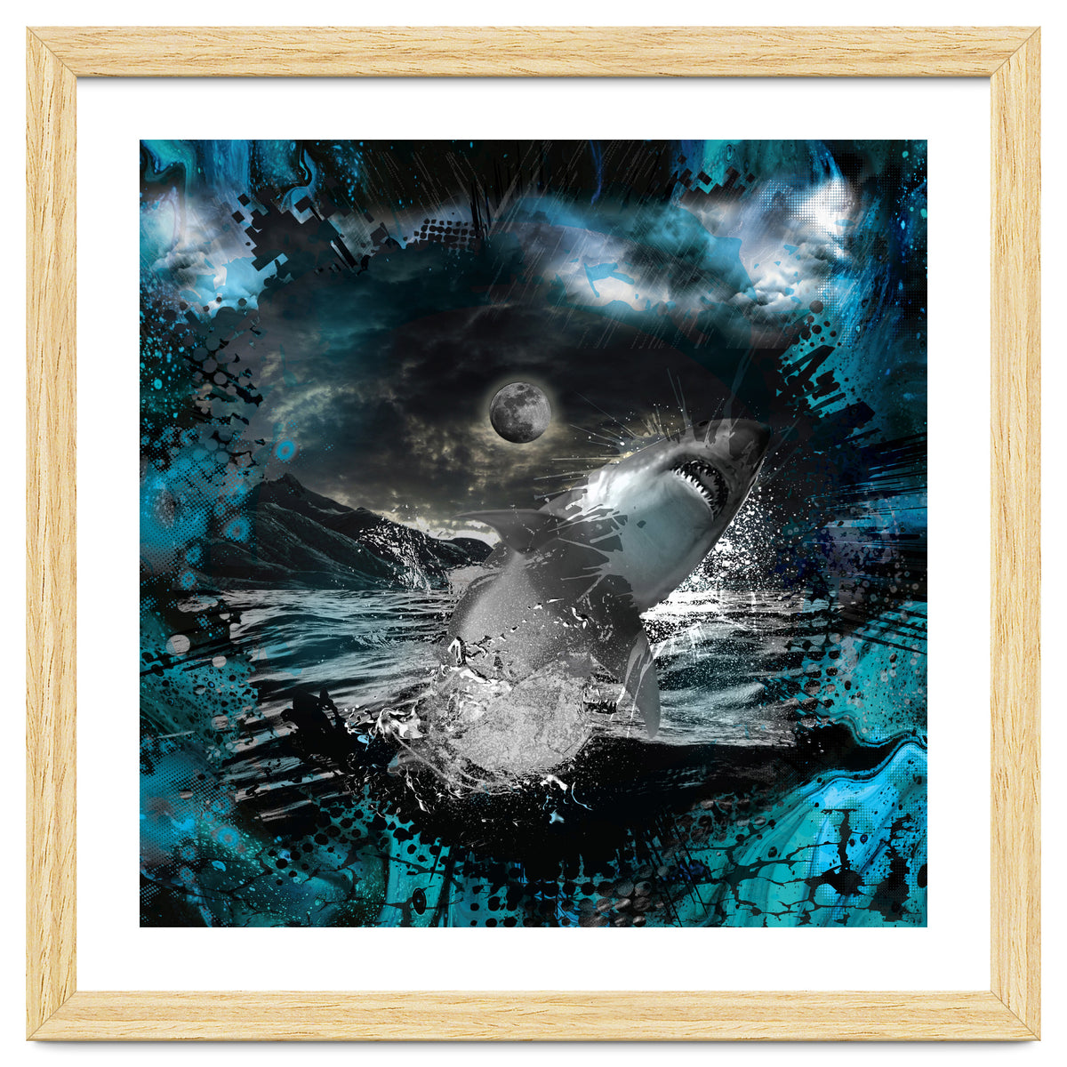 Shark Blue Moon Ocean Splash