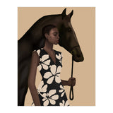 Woman In Bold Print With Black Horse (Print Only) thumbnail