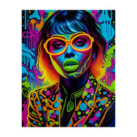 Girl In Glasses Neon Graffiti Art (Print Only)