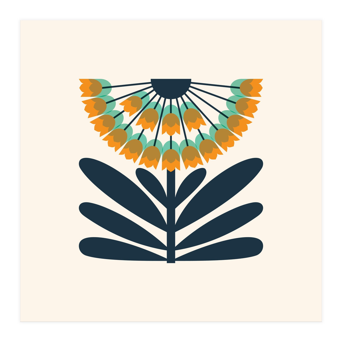 Orange Retro Allium  (Print Only)