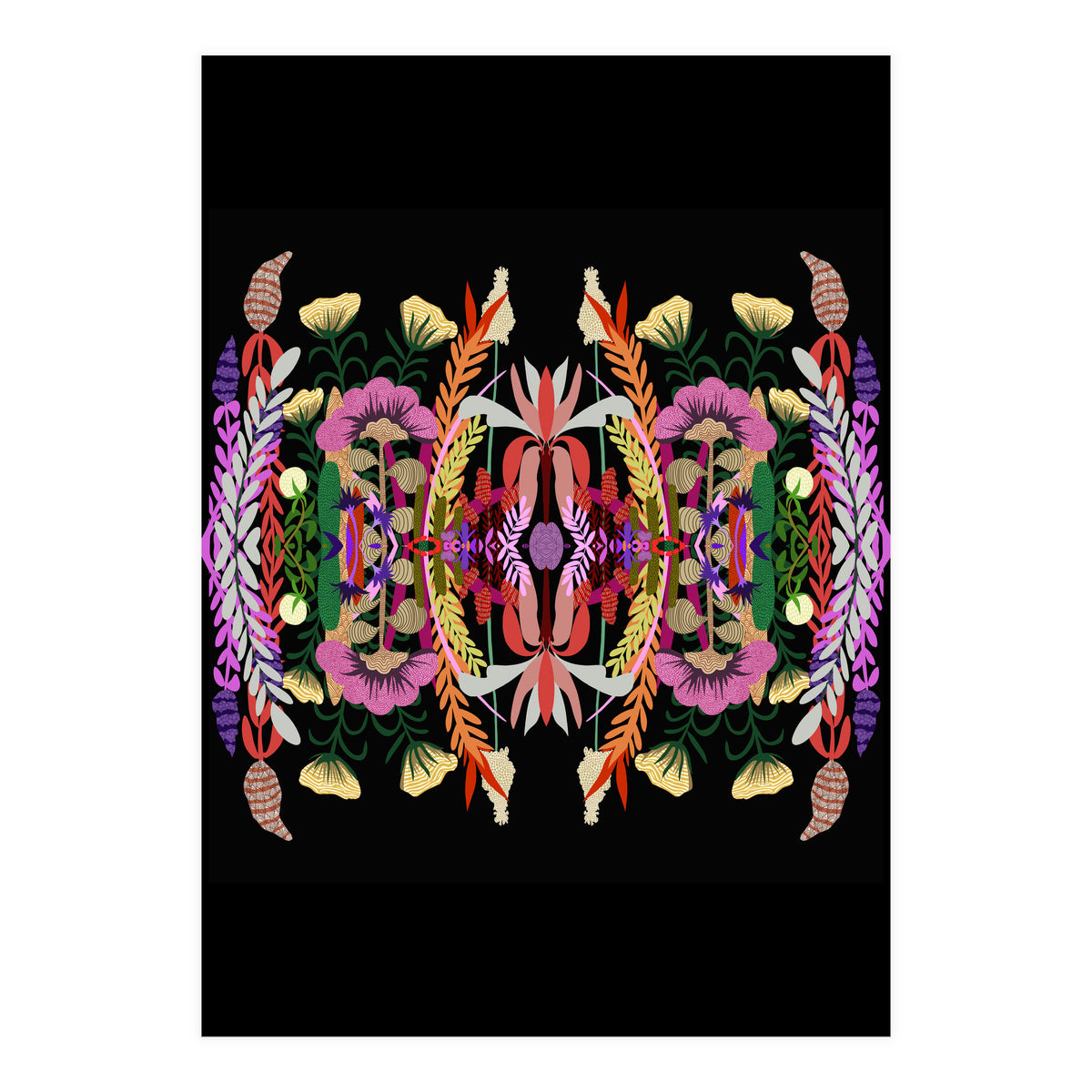 The Butterfly Effect Series 01, Paint Blot Mirror Colorful, Symmetrical Graphic, Eclectic Mandala (Print Only)
