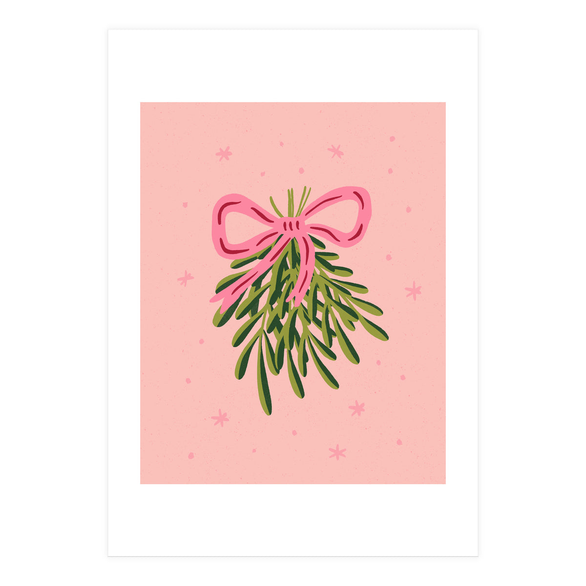 Mistletoe And Pink Bow (Print Only)