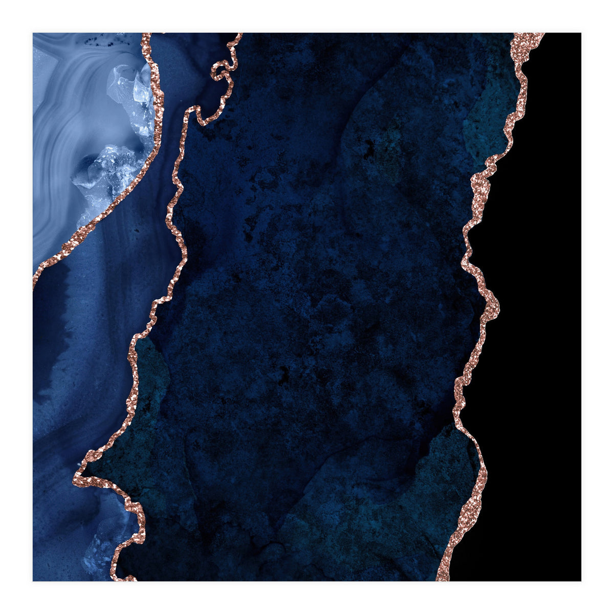 Navy & Rose Gold Agate Texture 15  (Print Only)