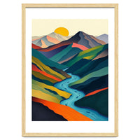 Minimalist Mountain River Landscape
