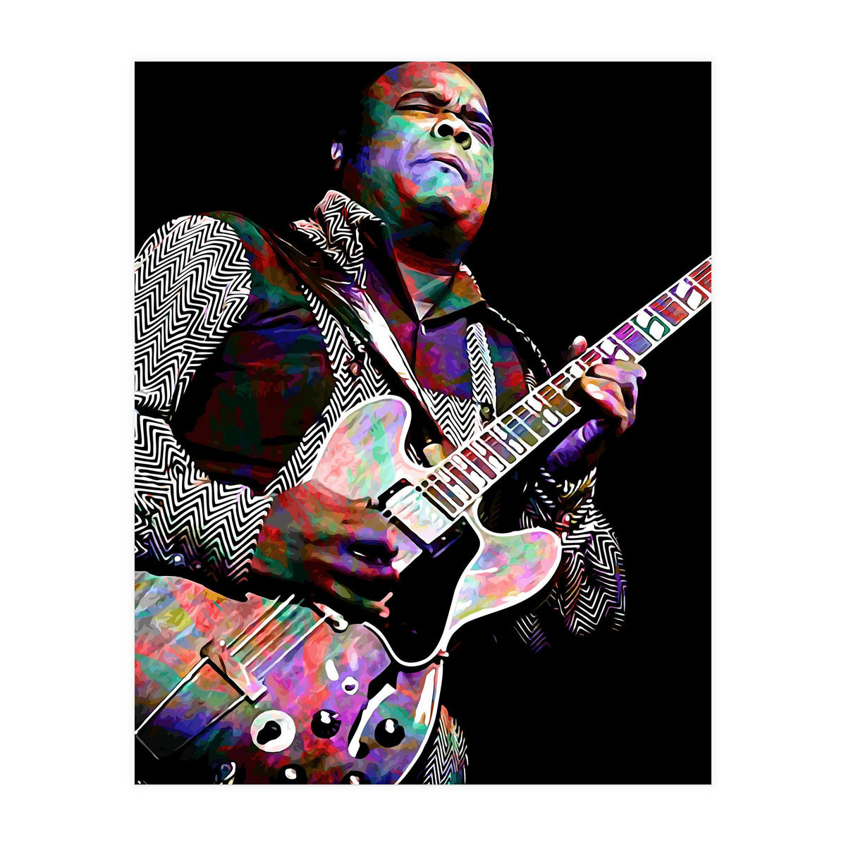 Freddie King American Blues Guitarist Colorful (Print Only)