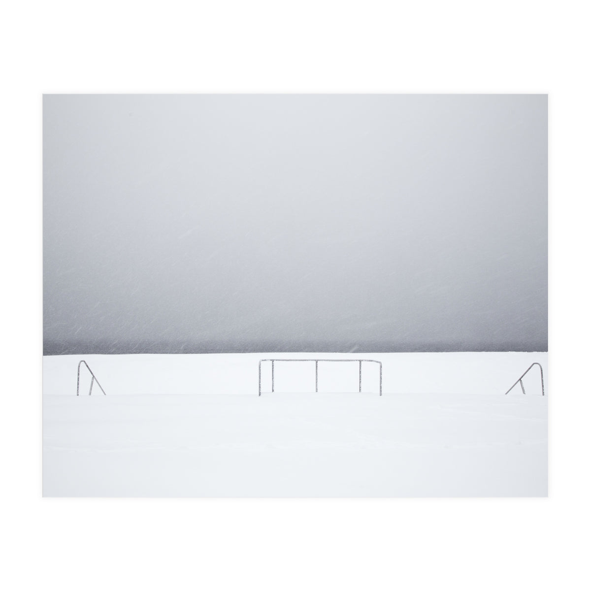 Stair railing covered by snow (Print Only)