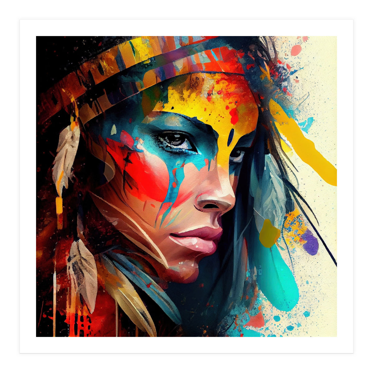 Powerful American Native Woman #5 (Print Only)