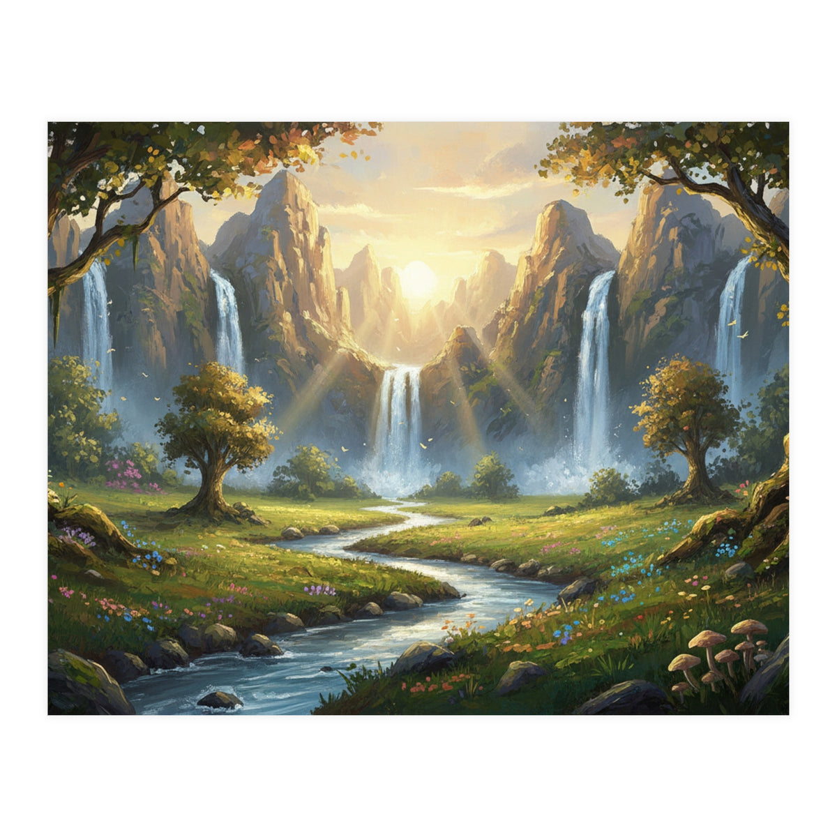 Enchanted Waterfall Meadow (Print Only)