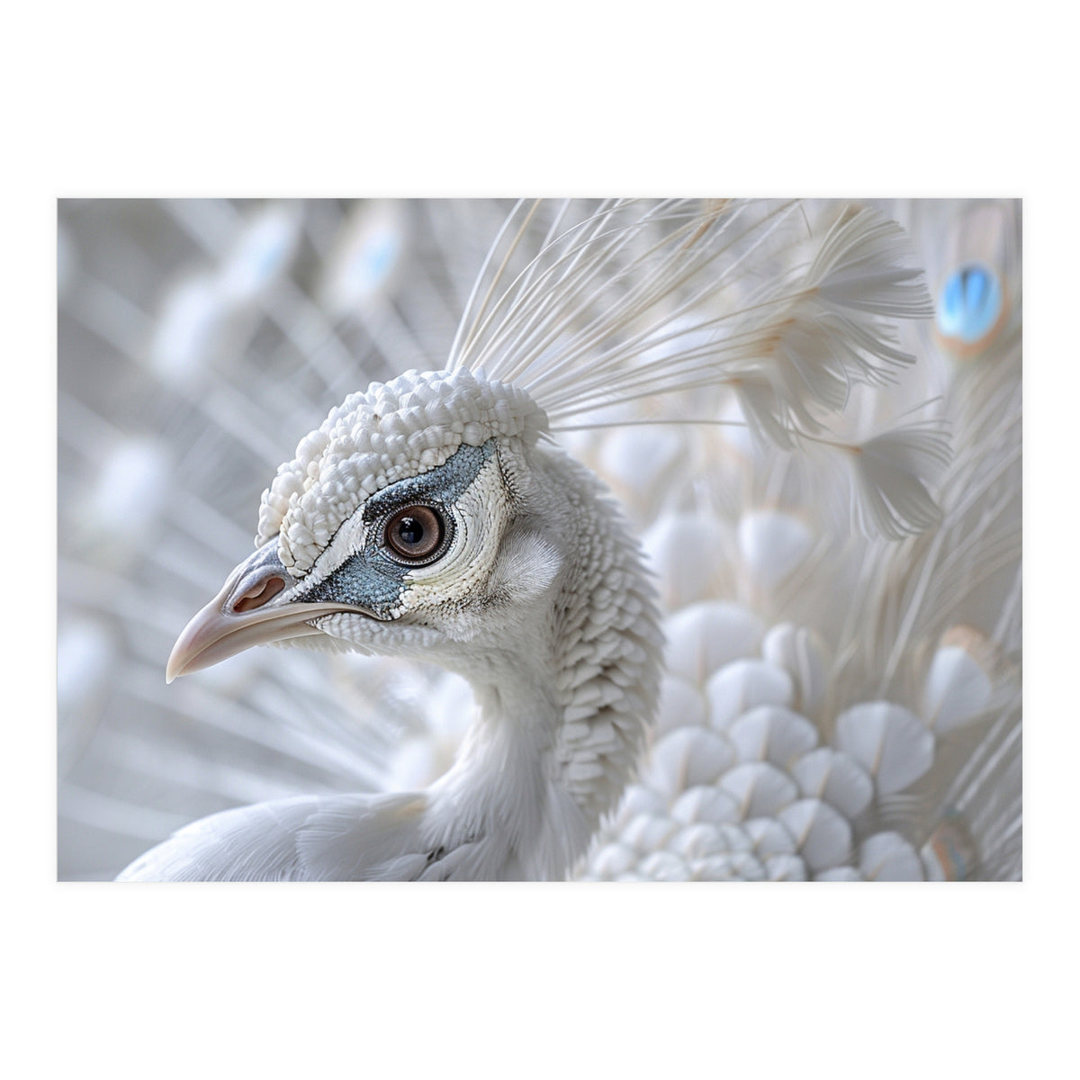 Close-up of a White Peacock (Print Only)