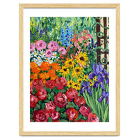 Vibrant Summer Cottage Garden Oil Painting
