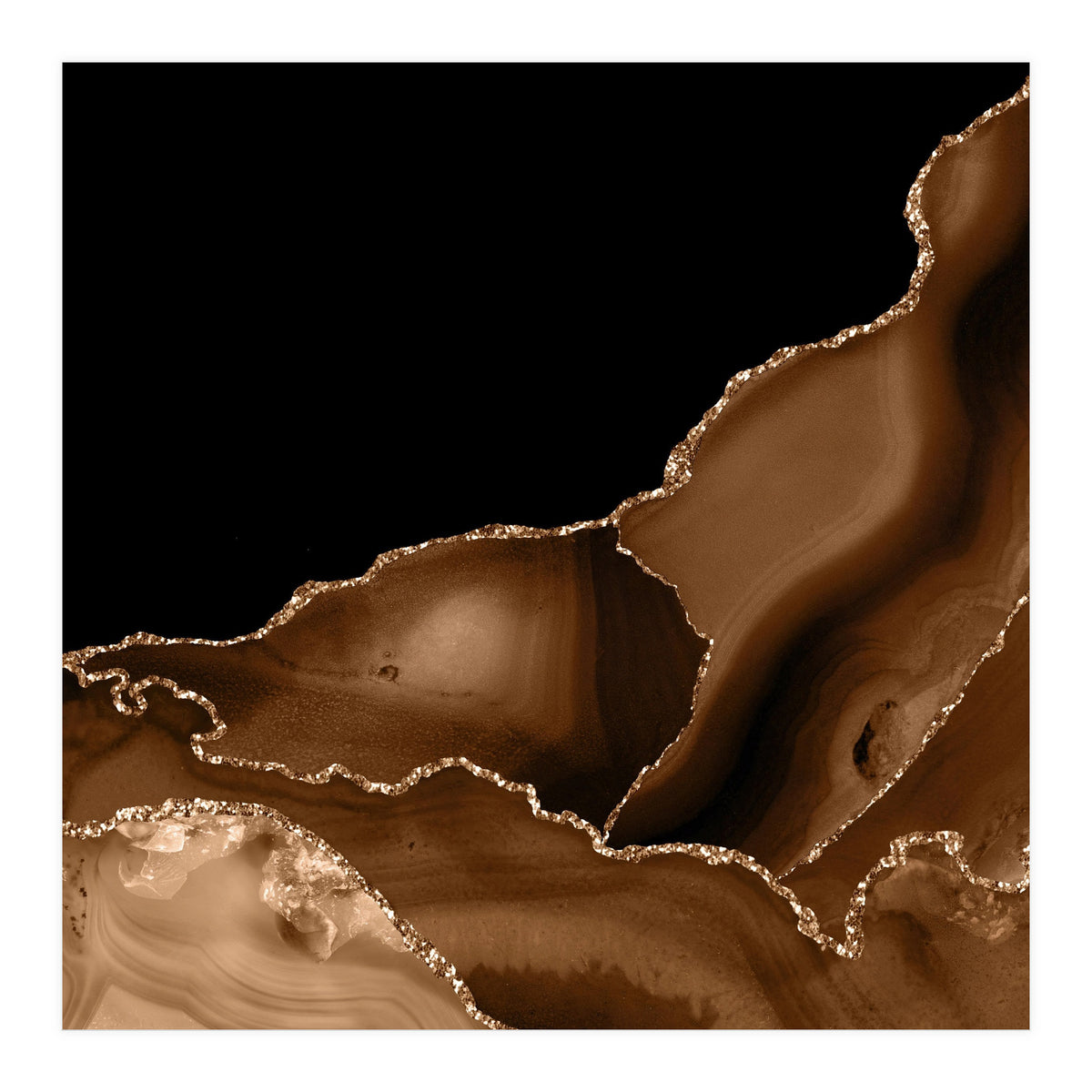 Brown & Gold Agate Texture 03 (Print Only)