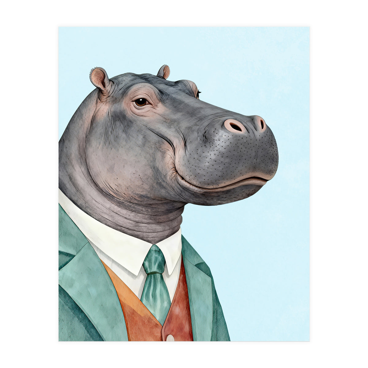 Hippopotamus in Suit (Print Only)
