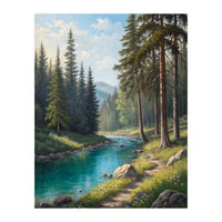 Serene Alpine Forest River Landscape (Print Only)