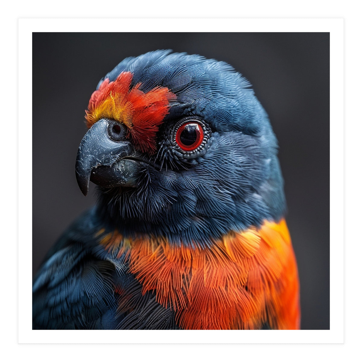 Close Up Portrait Of A Colorful Parrot (Print Only)