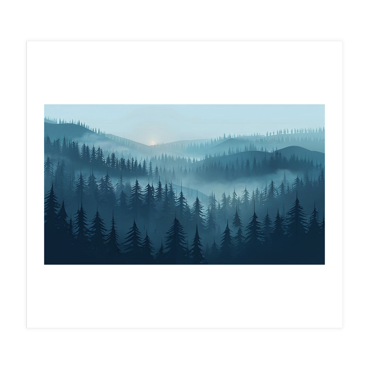 Misty Evergreen Forest: Moody Atmospheric Landscape (Print Only)