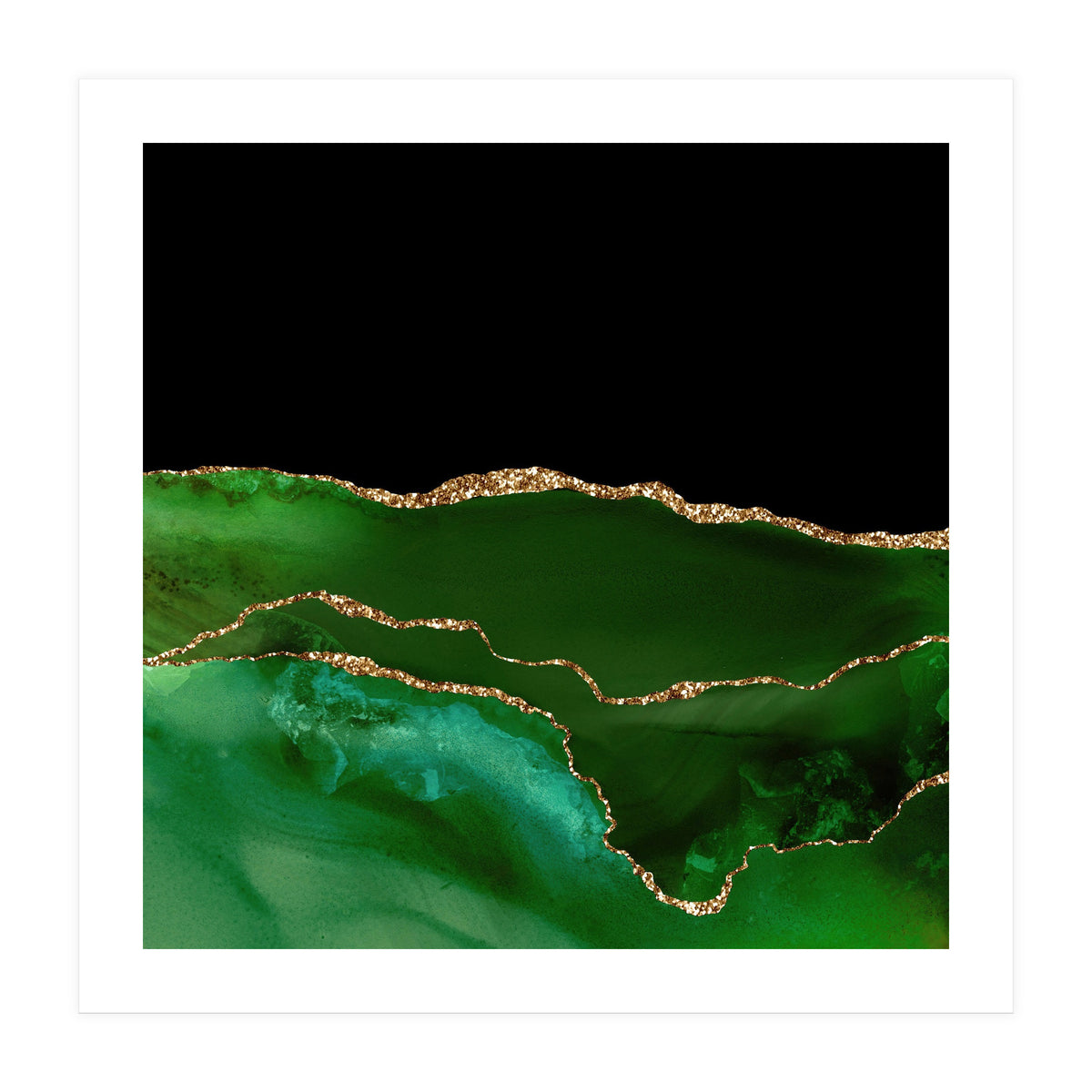 Green & Gold Agate Texture 07  (Print Only)