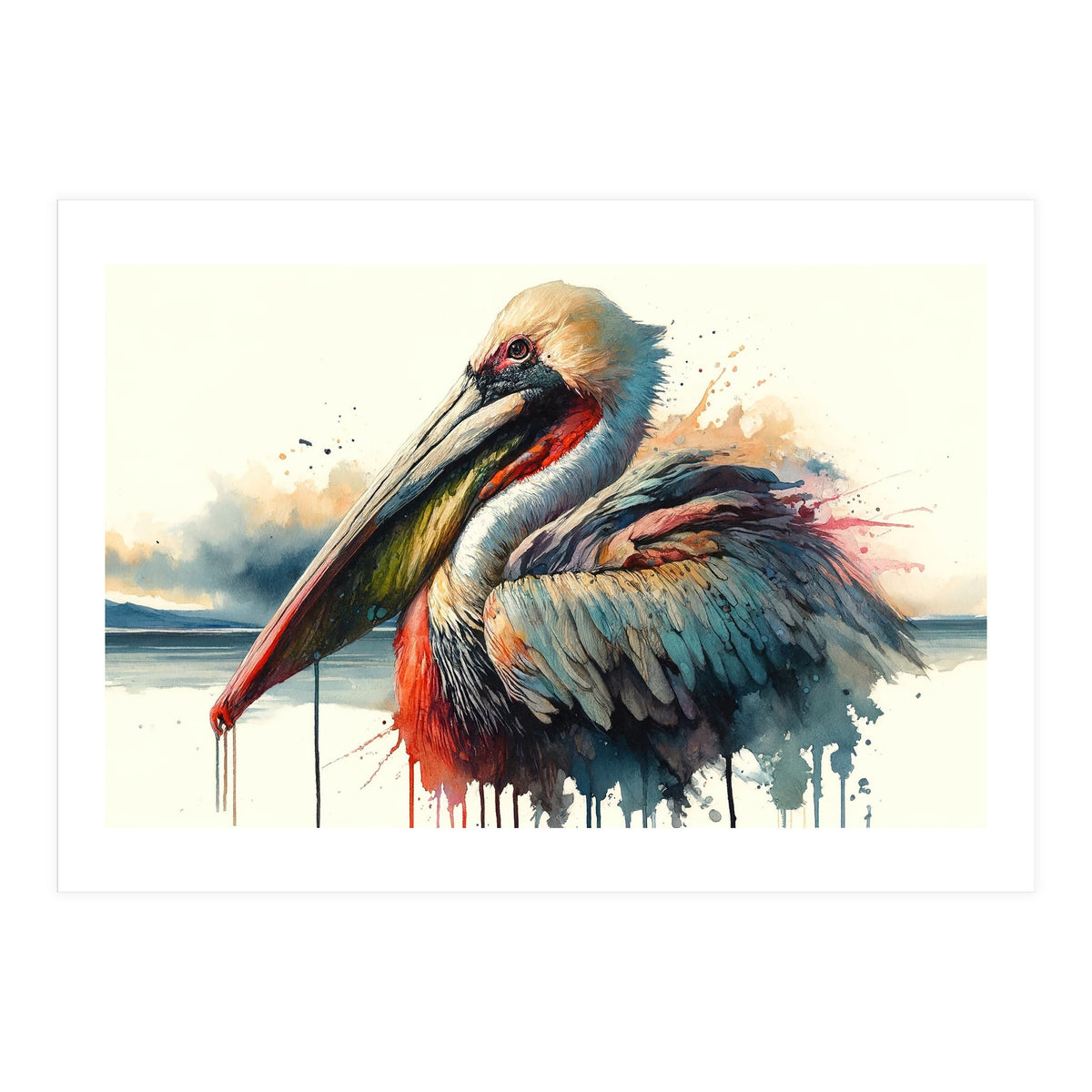 Coastal Pelican Portrait (Print Only)