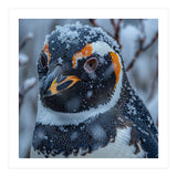 Penguin In Snow Falling Close Up Portrait (Print Only) thumbnail
