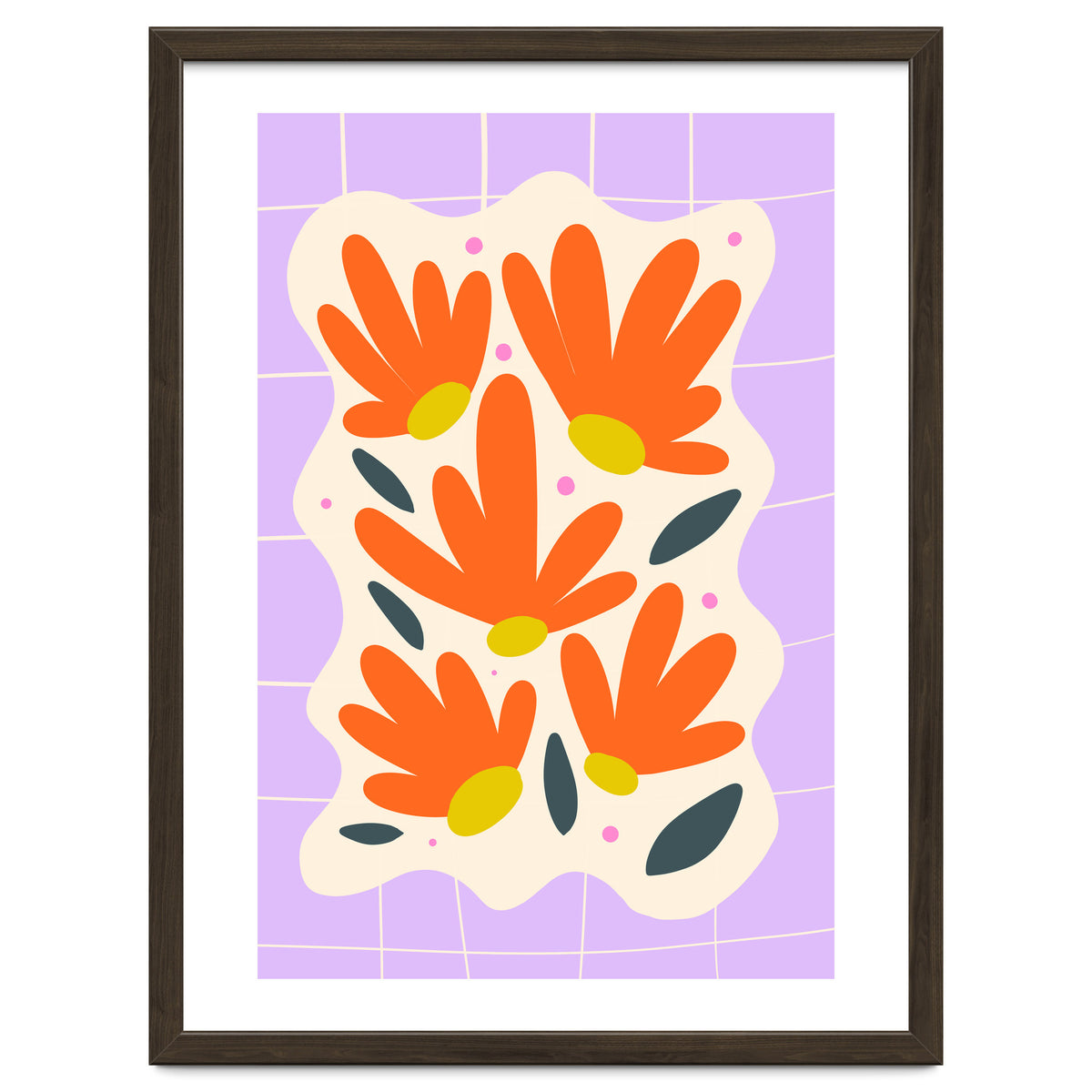 Modern Grid Floral Violet