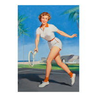 Pinup Girl On The Tennis Course (Print Only)