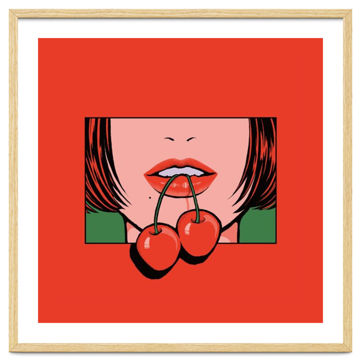 Pop Art Cherry Bold Lips With A Classic Design
