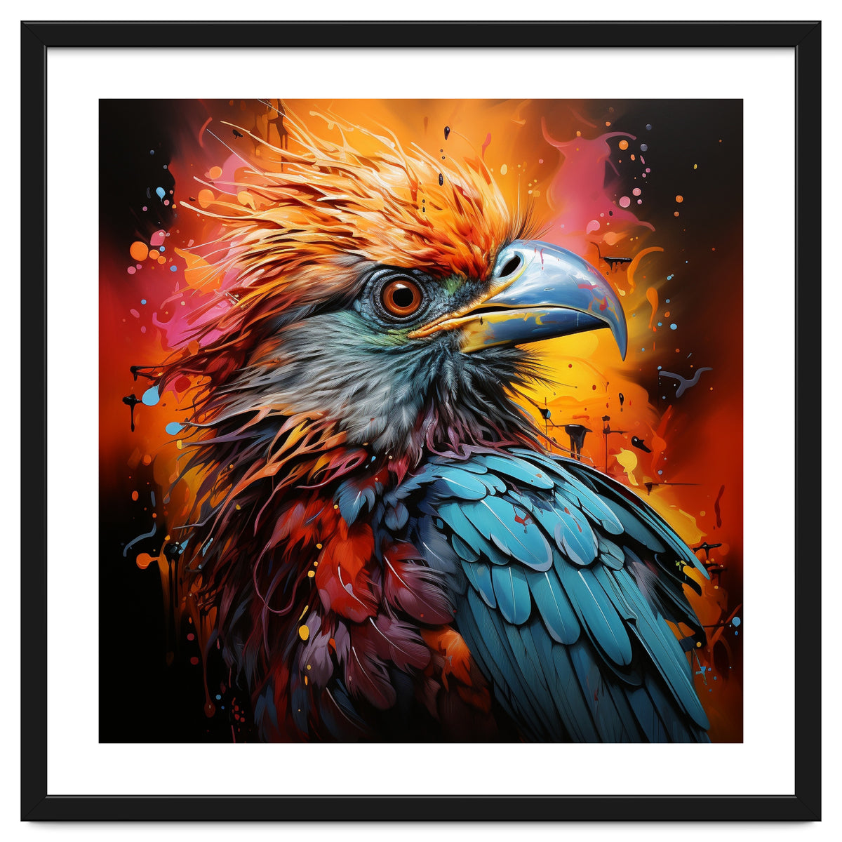 Vibrant Eagle Portrait Abstract Colorful Splatter Art