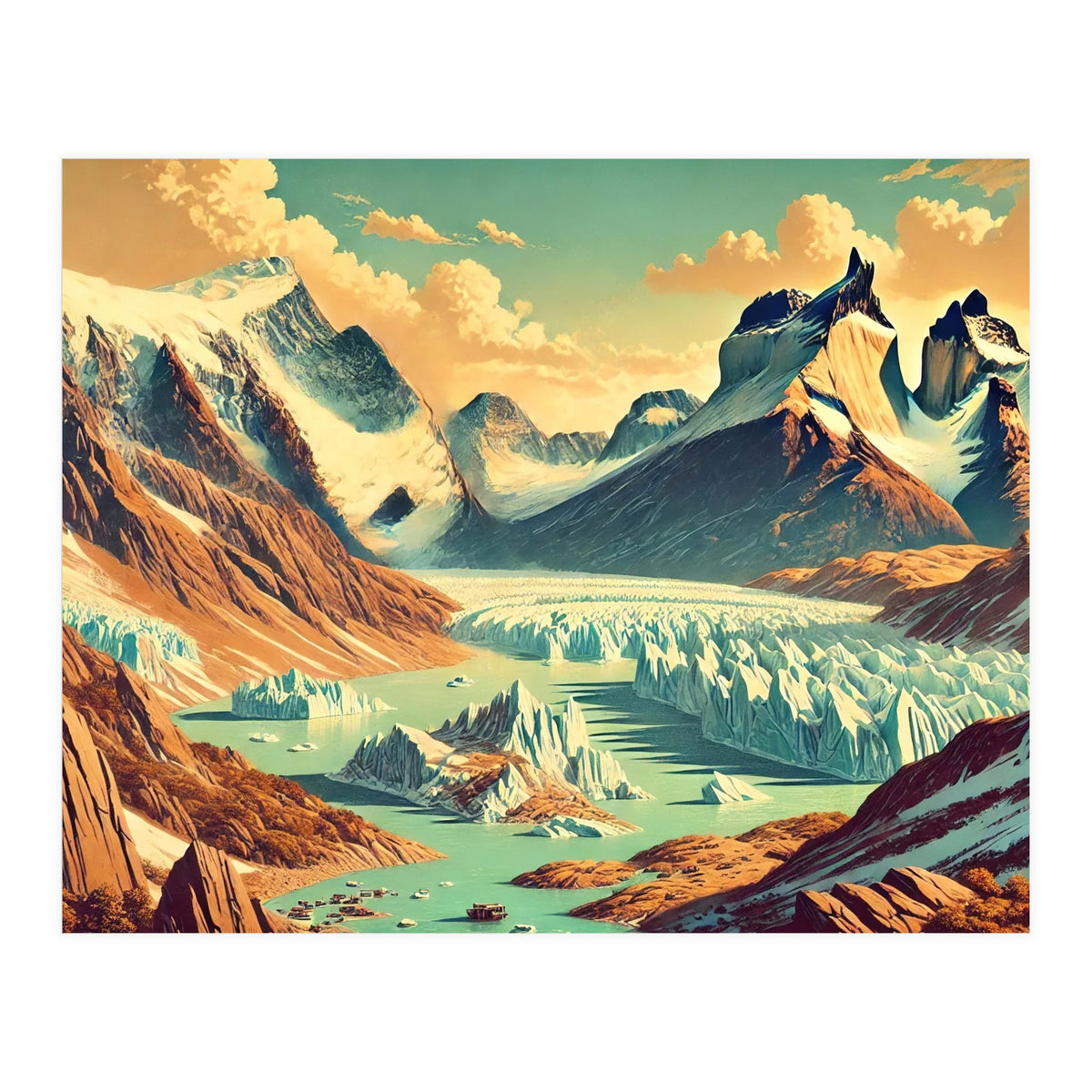 Vintage Argentina, Patagonia Glaciers Poster (Print Only)