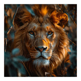Close Up Majestic Lion Face Amidst Foliage (Print Only) thumbnail