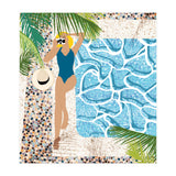 Click, Summer Travel Poolside Swim, Moroccan Tiles Staycation Vacation Holiday, Bohemian Woman Swimsuit Fashion Pose (Print Only) thumbnail
