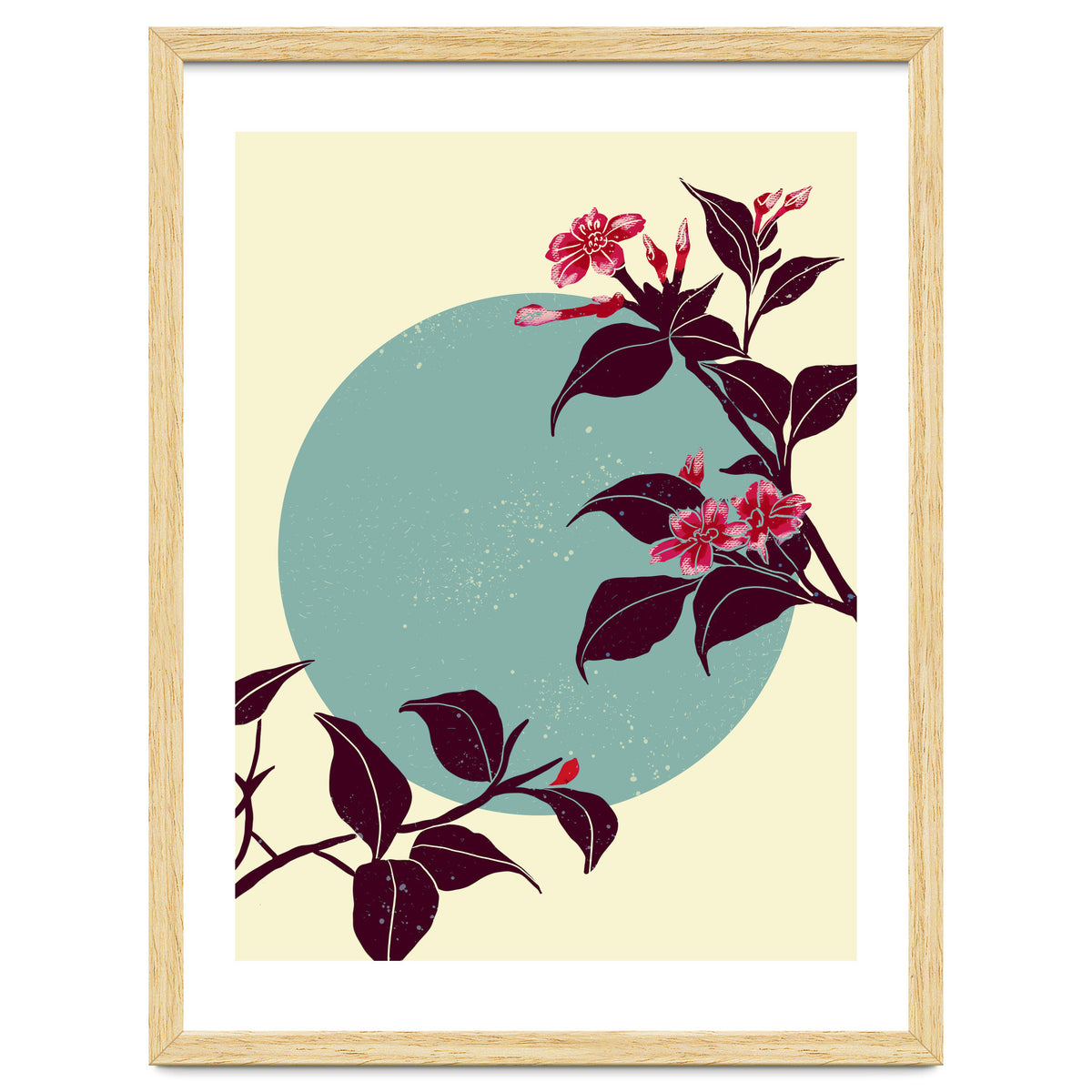 Pink flowers on a blue moon