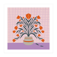 Tulips in a vase - orange and violet (Print Only)