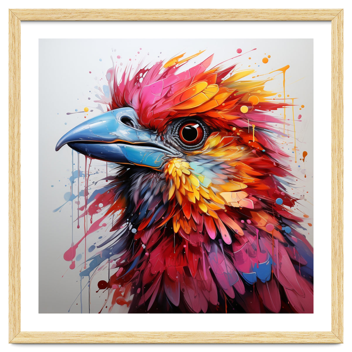 Vibrant Abstract Bird Portrait Watercolor Splash