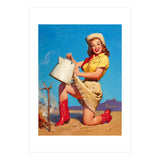 Pinup Sexy Woman Posing With A Hot Teapot (Print Only) thumbnail