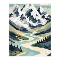Majestic Alpine Peaks: Organic Modern Landscape Art (Print Only)