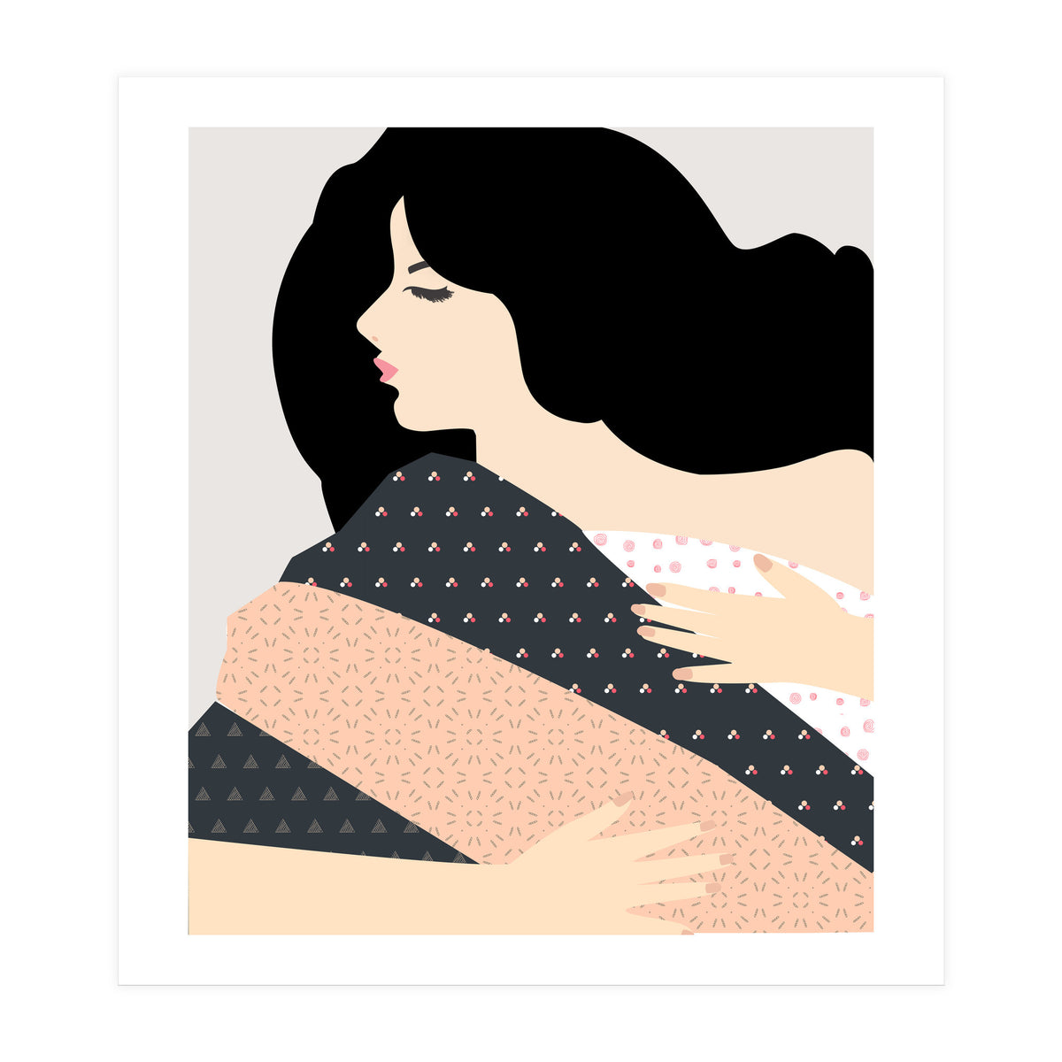 Not Today, Sleepy Lazy Woman In Bed, Quirky Eclectic Blanket Cozy Sleep In Illustration (Print Only)