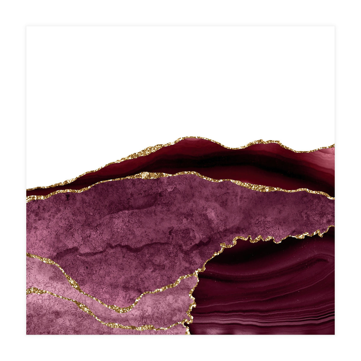 Burgundy & Gold Agate Texture 28 (Print Only)