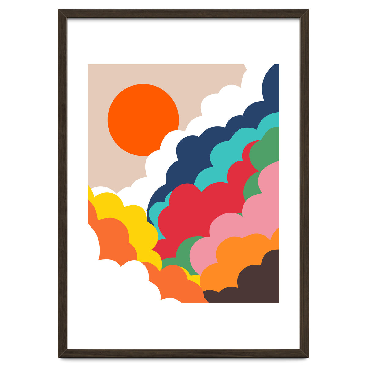 Head In The Clouds, Positivity Nature Sunrise Sunset, Sky Bohemian Comic Retro Eclectic Illustration