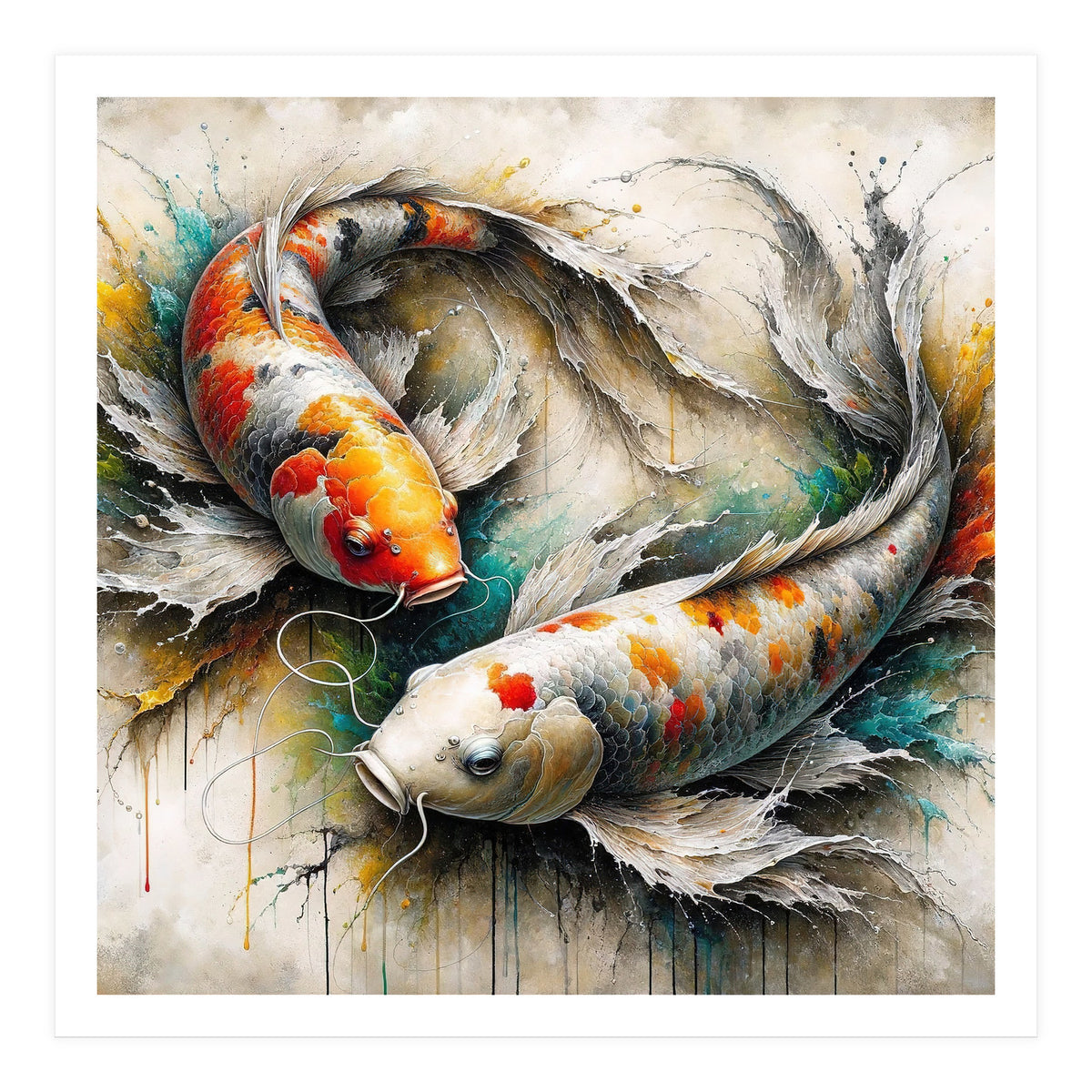 Watercolor Koi Fish Pair (Print Only)