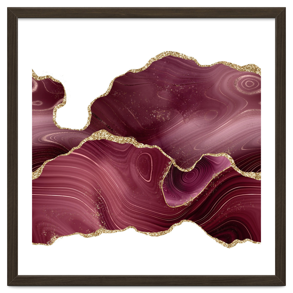 Burgundy & Gold Glitter Agate Texture 08