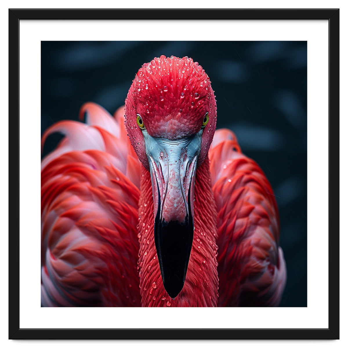 Close Up Flamingo Face With Water Droplets