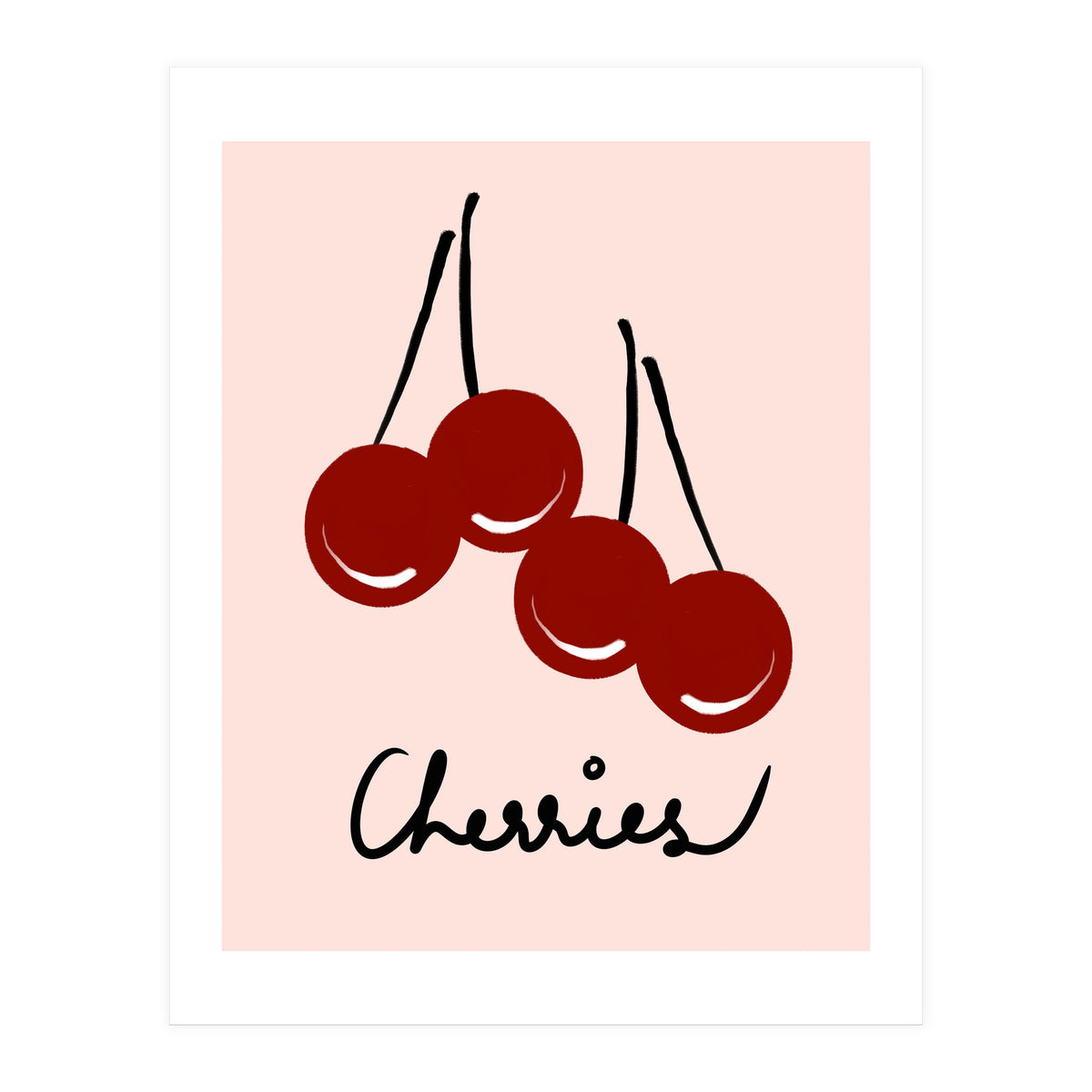 Cherries modern simple minimalistic red cute Fruit wall art (Print Only)