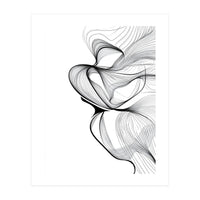 Abstract Black And White Swirls And Lines Flowing Art (Print Only)