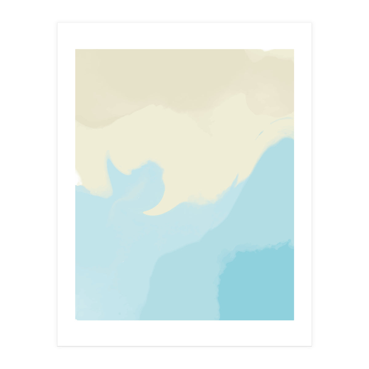 Mellow, Abstract Powder Blue Pastel Pearl Painting, Modern Simple Minimal Waves (Print Only)