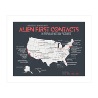 USA Map of Alien First Contacts in Movies (Print Only)