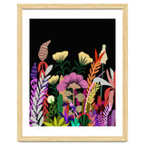 Dark Garden, Eclectic Bold Floral Botanical Nature, Colorful Mystery Bohemian Flowers Plants thumbnail