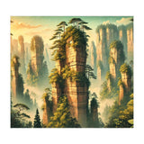 Vintage China, Zhangjiajie Stone Pillars Poster (Print Only) thumbnail