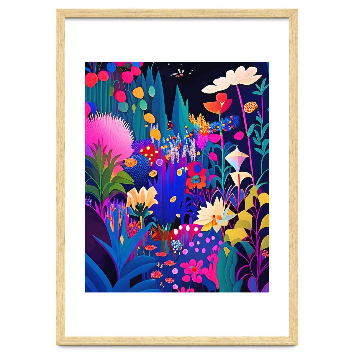 Surreal Emotions, Abstract Colorful Bold Botanical Nature Garden, Eclectic Boho Bohemian Modern Contemporary Graphic Design Painting