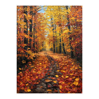 Sun-Drenched Golden Forest Path with Vibrant Autumn Foliage (Print Only)