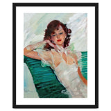 Girl Is Resting On A Green Bench, Watercolor Painting thumbnail