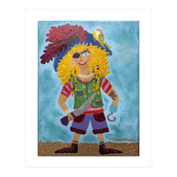 Finn, the Pirate, with Cookie, his Parrot (Print Only)